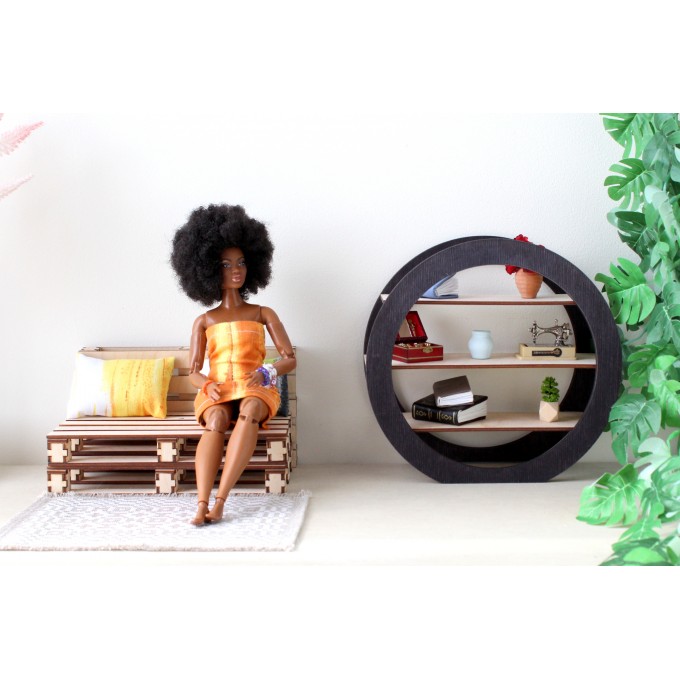 Miniature circular bookcase digital file, modern