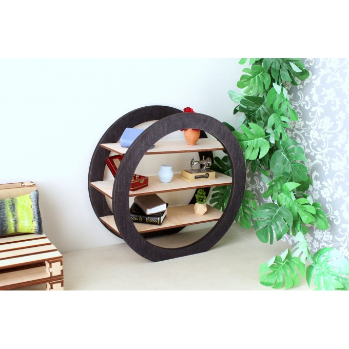 Miniature circular bookcase digital file, modern
