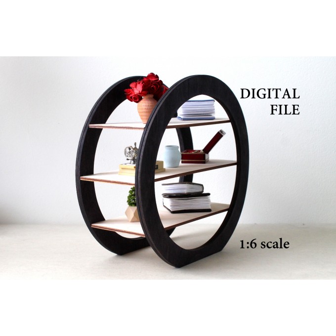 Miniature circular bookcase digital file, modern