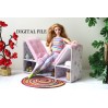 Miniature bookcase chair digital file, dollhouse