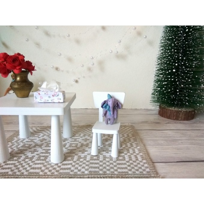 Miniature elephant cotton felt dollhouse nursery 