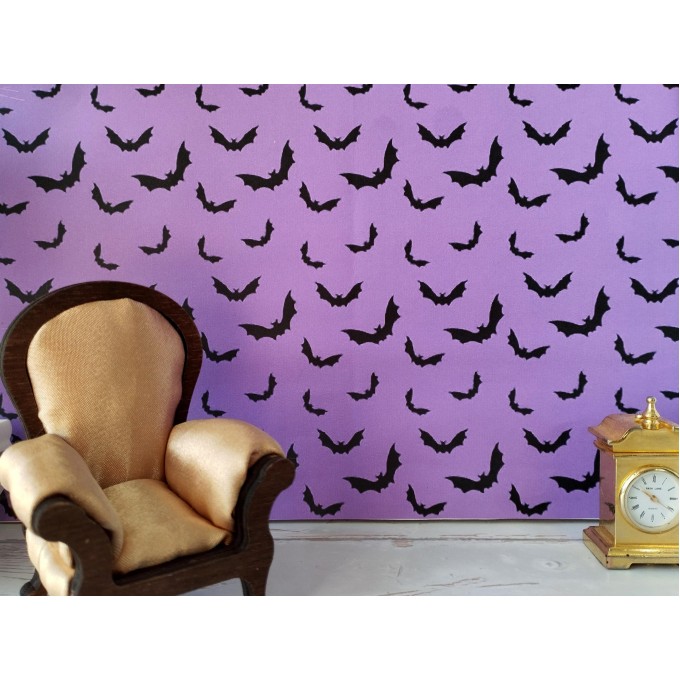 Dollhouse wallpaper Halloween style with bat digital