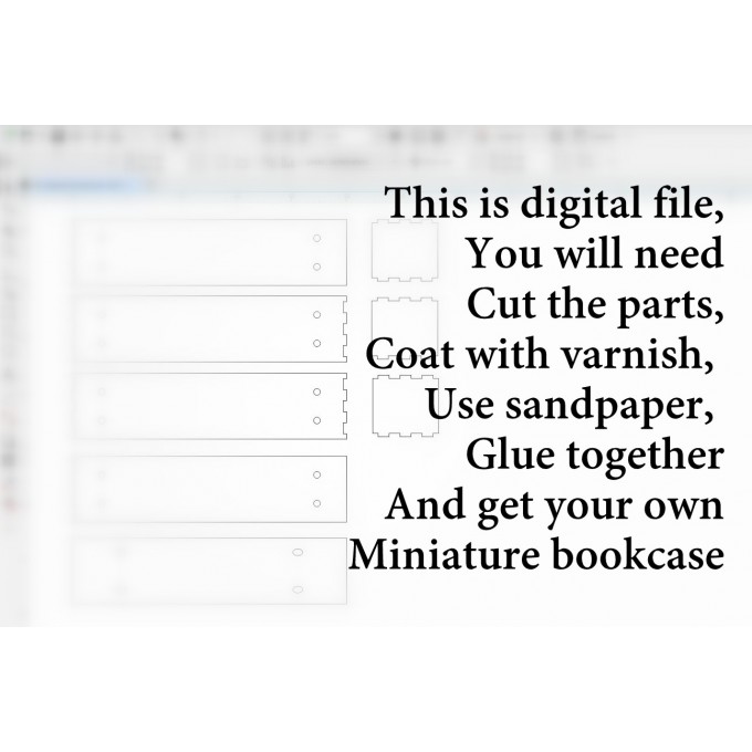 Miniature industrial modern bookcase digital file kit