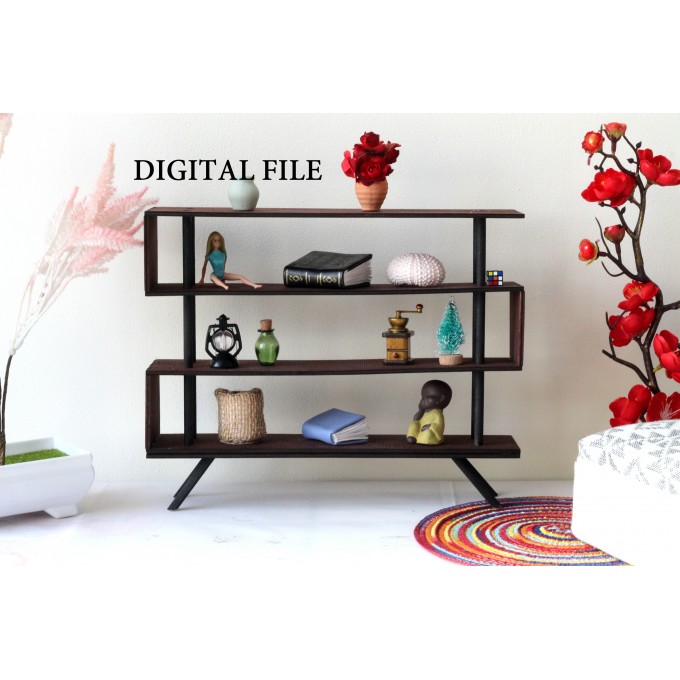 Miniature industrial modern bookcase digital file kit