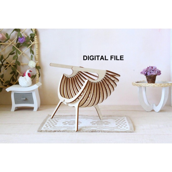 Miniature shield chair with 3 legs digital vector file