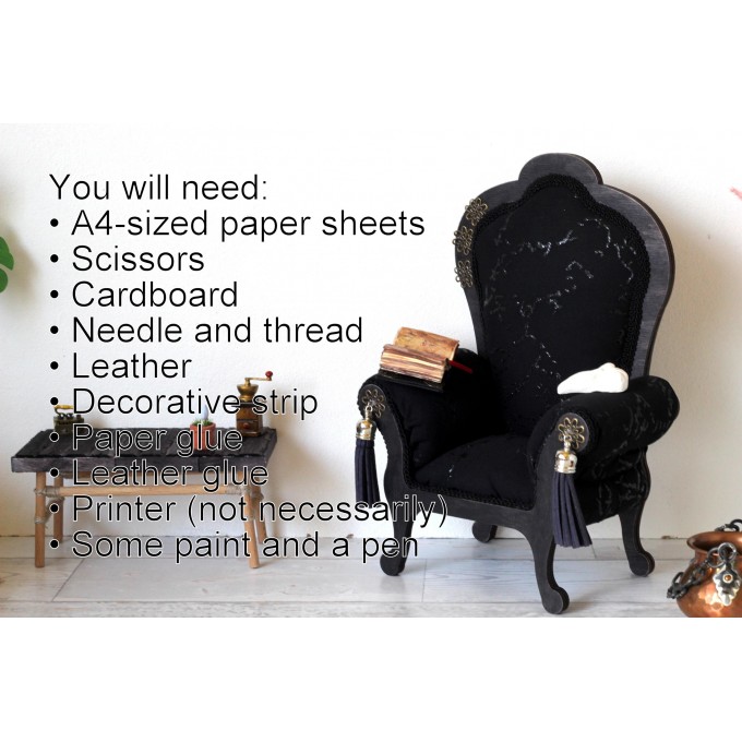 Miniature witch book tutorial, old pages leather cover 