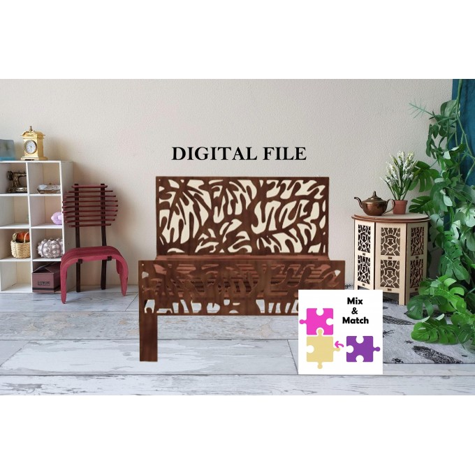 Upgrade set: monstera headboard and footboard for bed