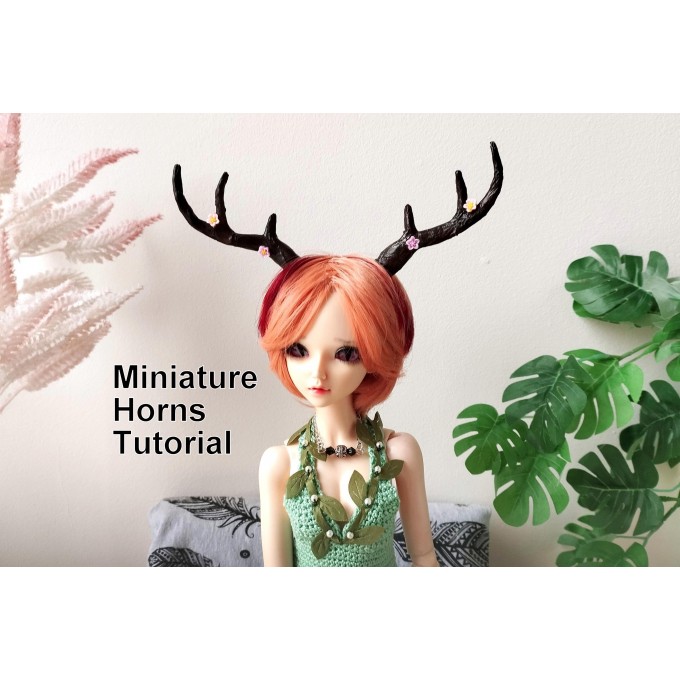 Miniature deer antlers on magnet tutorial. BJD dol