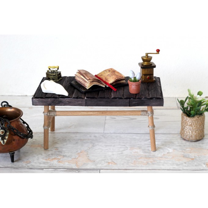 Miniature witch book tutorial, old pages leather cover 