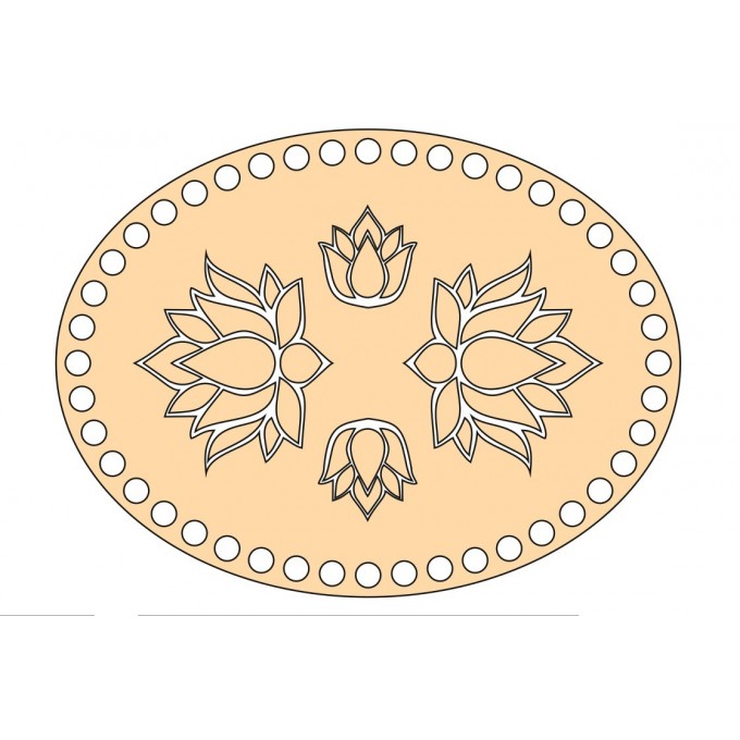 Basket base oval shape with lotus engraving digital file