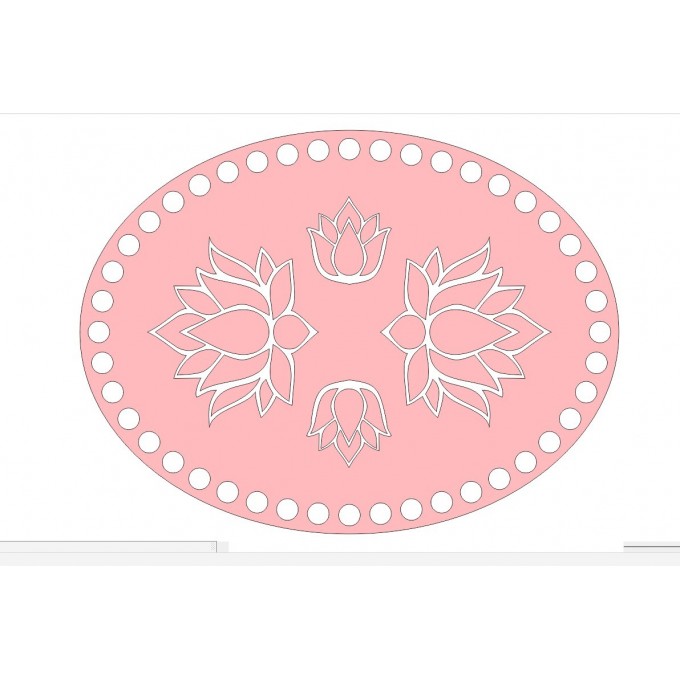 Basket base oval shape with lotus engraving digital file