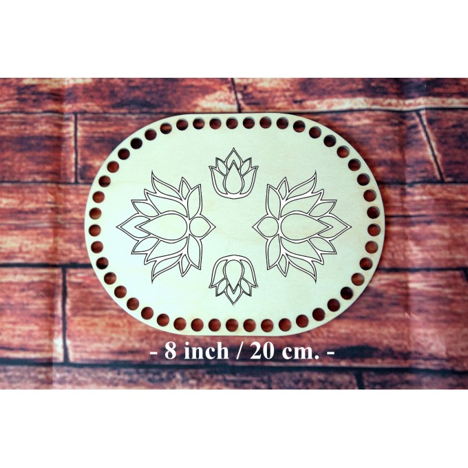 Basket base oval shape with lotus engraving digital file