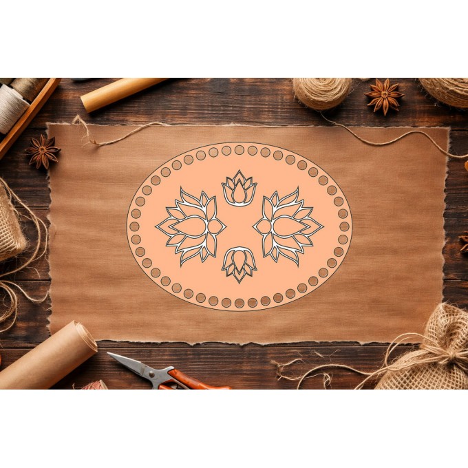 Basket base oval shape with lotus engraving digital file