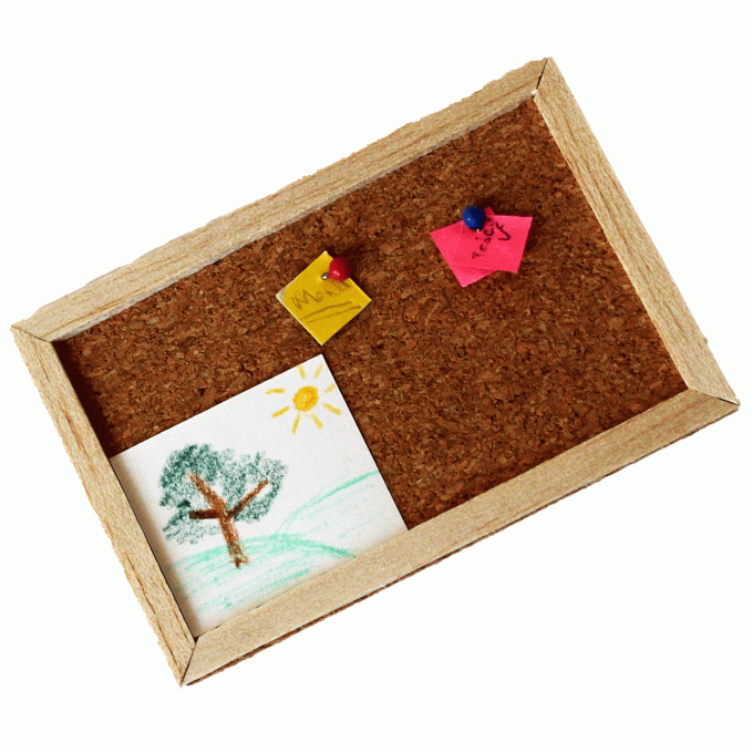 Miniature bulletin board for the dollhouse note