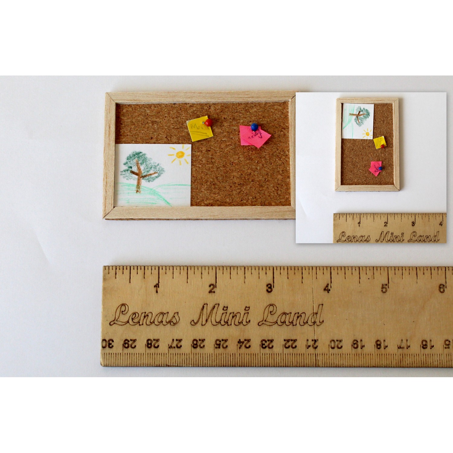 Miniature bulletin board for the dollhouse, selfadhesive note corkboard