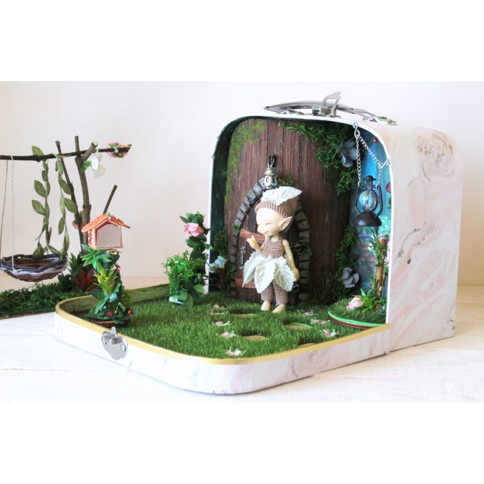 Fairy forest in the suitcase travel dollhouse 