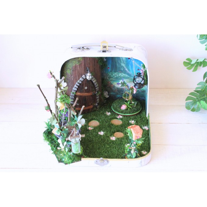 Fairy forest in the suitcase travel dollhouse 