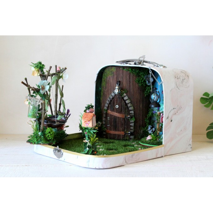 Fairy forest in the suitcase travel dollhouse 