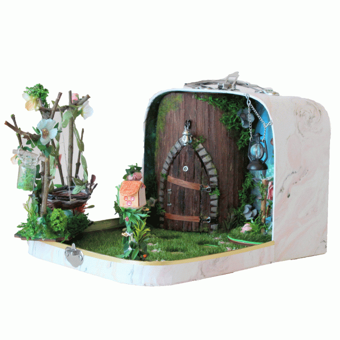 Fairy forest in the suitcase travel dollhouse 