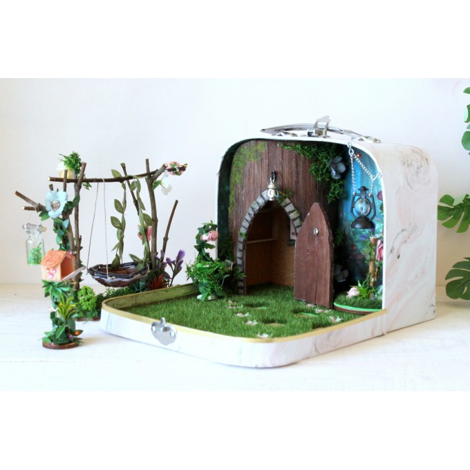 Fairy forest in the suitcase travel dollhouse 