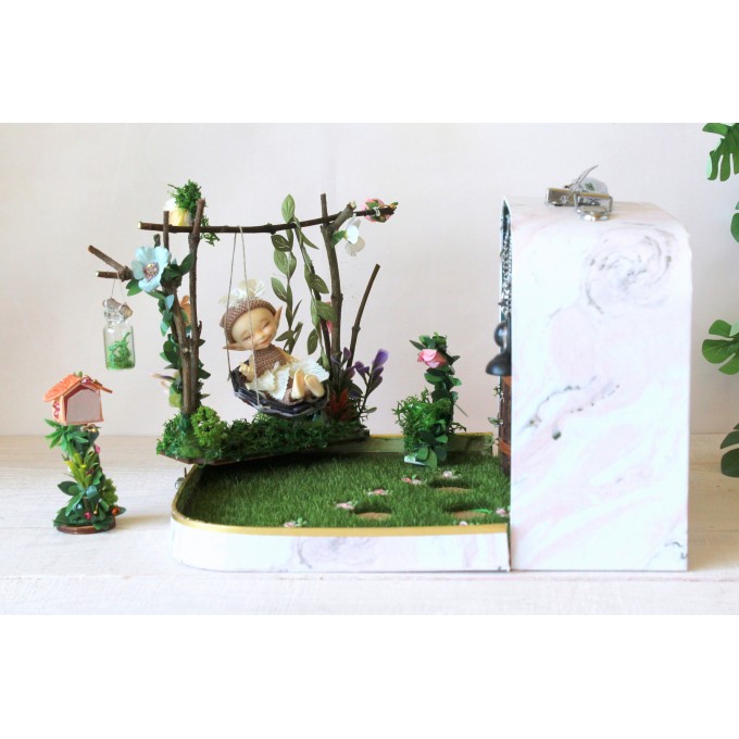 Fairy forest in the suitcase travel dollhouse 