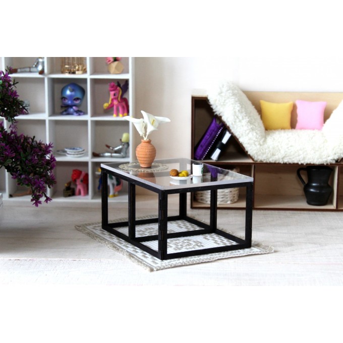 Modern dollhouse table miniature furniture 1:6 scale