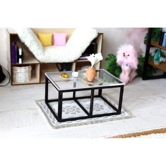 Modern dollhouse table miniature furniture 1:6 scale