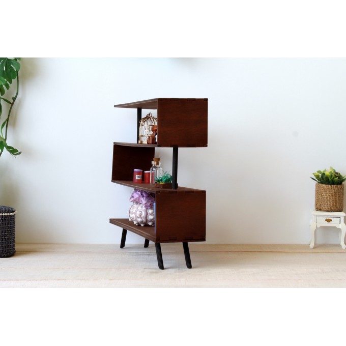 Miniature industrial bookcase, modern dollhouse 