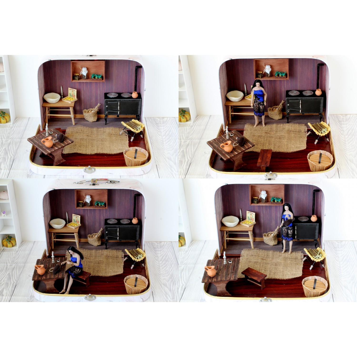 Miniature Heidi Ott Dollhouse Black Luggage Trunk 1:12 Scale - Ruby Lane