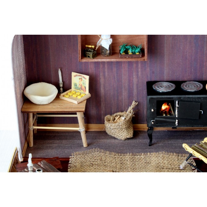 Travel dollhouse suitcase furniture rustic retro