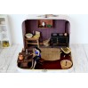 Travel dollhouse suitcase furniture rustic retro