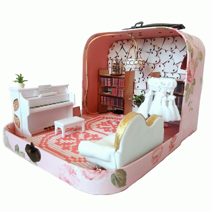 Travel dollhouse in a suitcase 1:12 scale. Room
