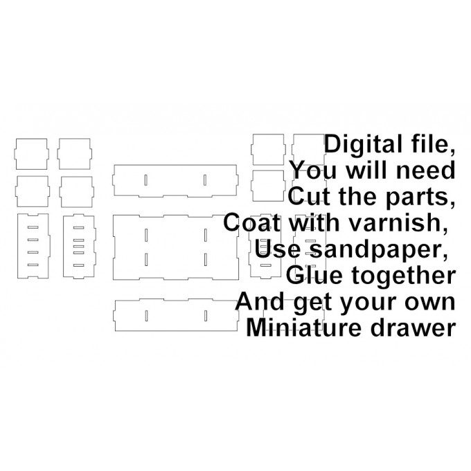 Miniature drawer digital download file, dollhouse prop