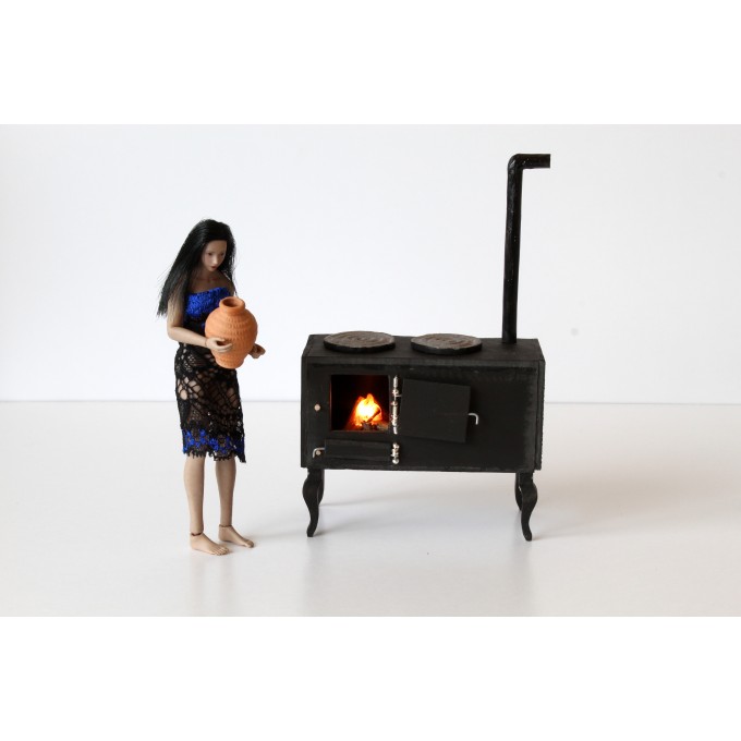 Miniature fire LED light dollhouse 1:12 scale. Camping 