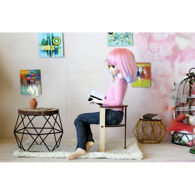 Miniature chair wooden dollhouse furniture prop